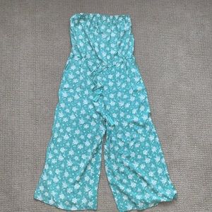 Woman’s Aakaa strapless romper, mint green floral size small